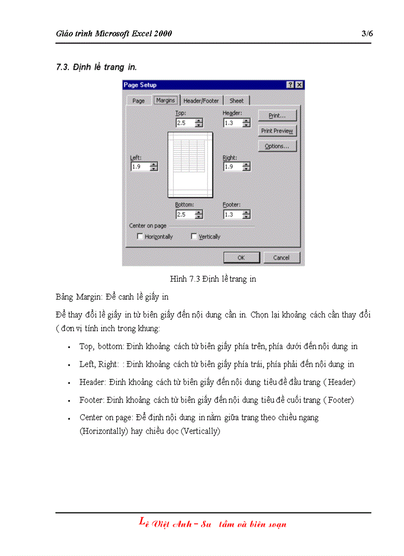 Giáo trình Excel 2000 bài 7