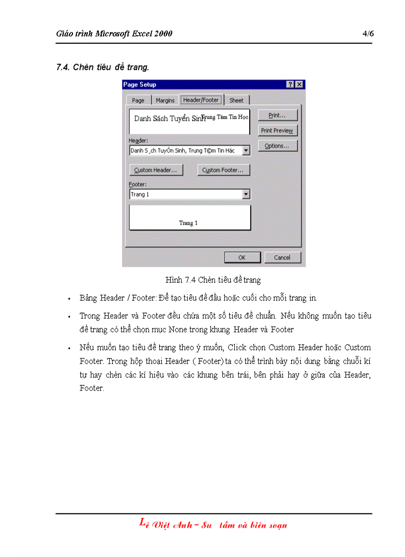 image for page Giáo trình Excel 2000 bài 7