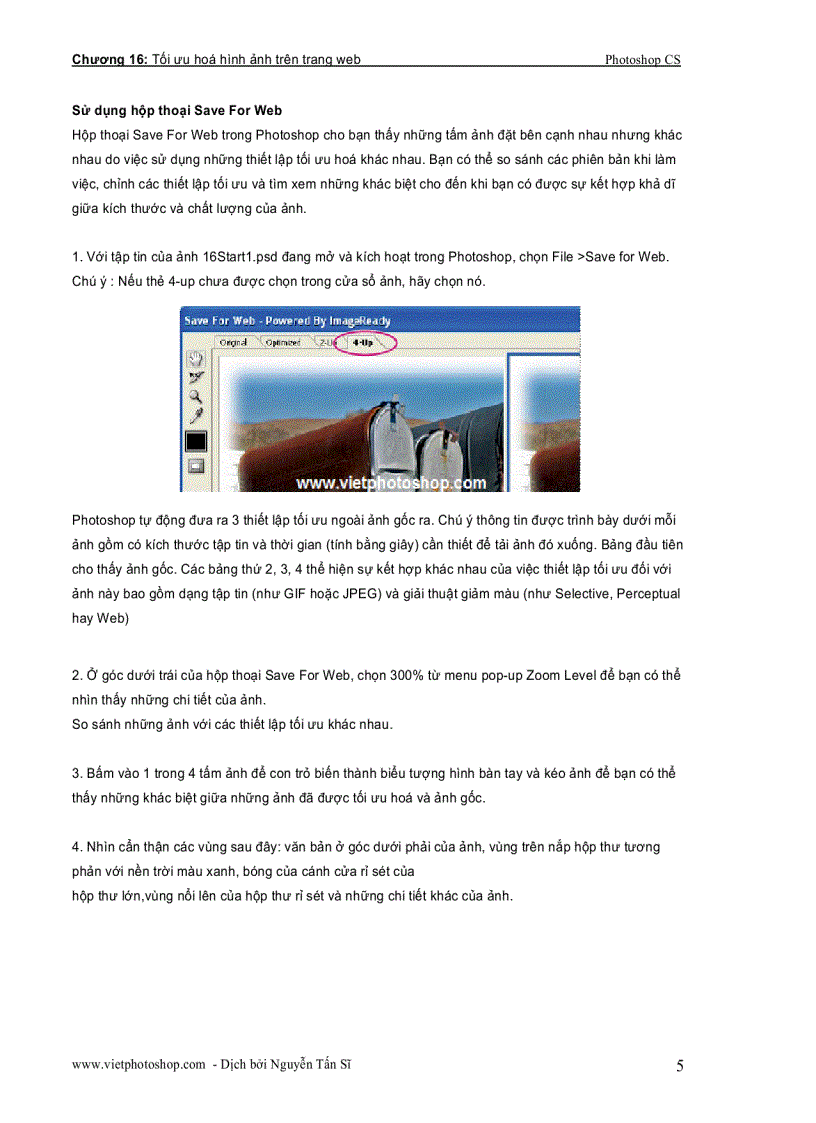 image for page Giáo trình photoshop cs chương XVI