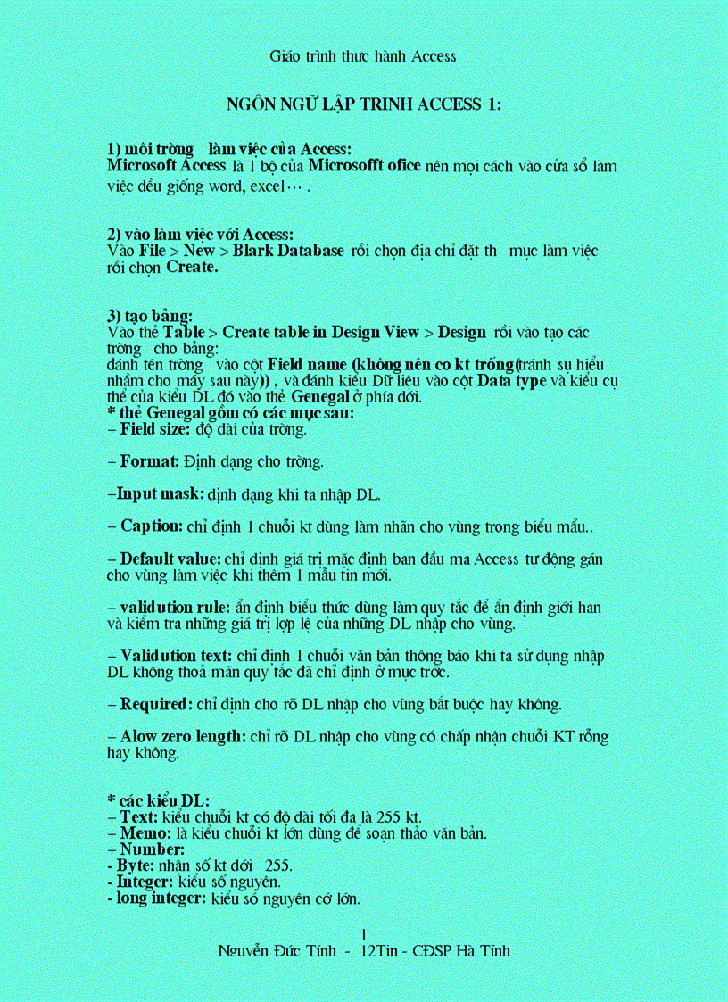 image for page Lap trinh access