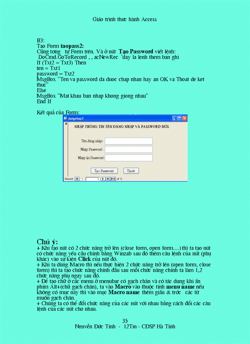image for page Lap trinh access
