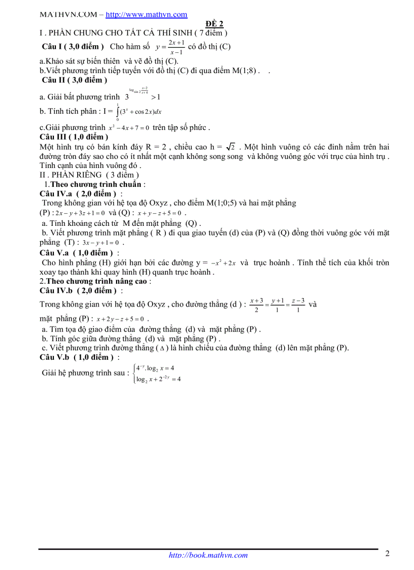 image for page 100 đề ôn thi tốt nghiệp THPT 2009 2010