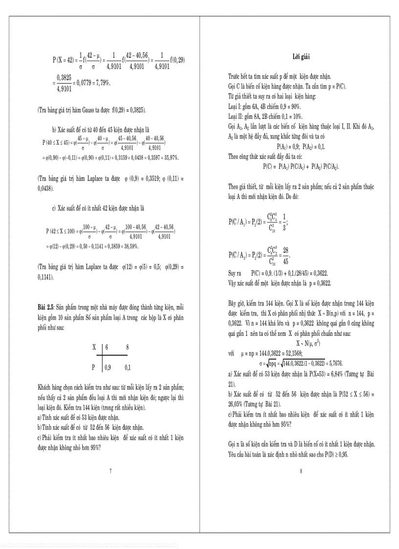 image for page Bài giải xác suất thống kê Chương 2