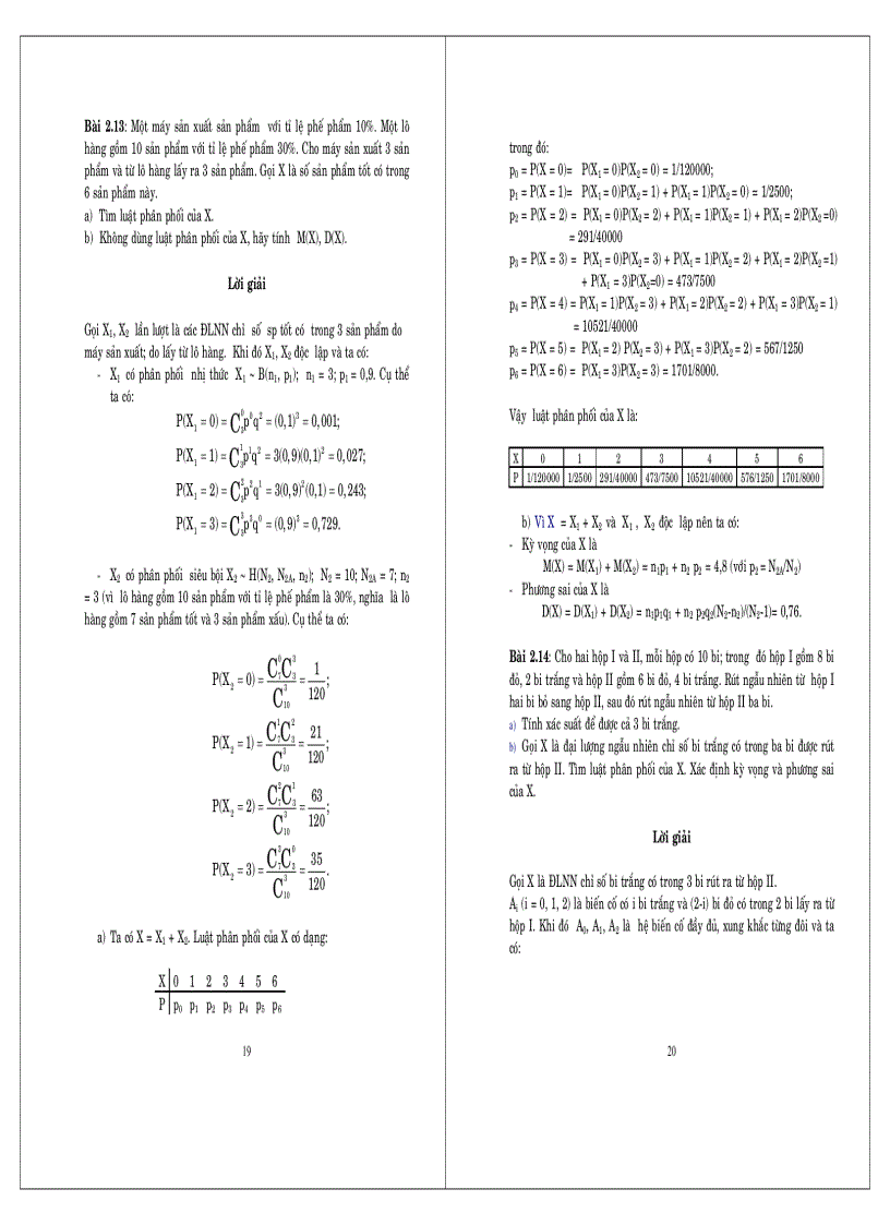 image for page Bài giải xác suất thống kê Chương 2