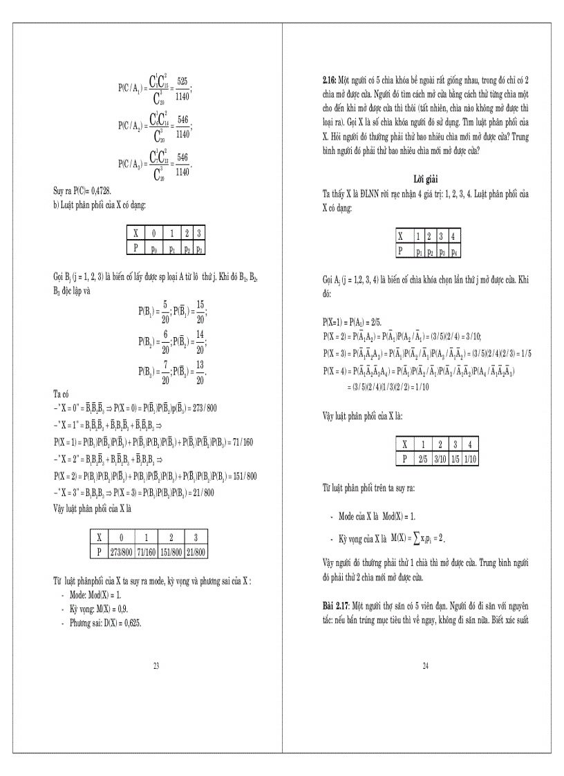 image for page Bài giải xác suất thống kê Chương 2