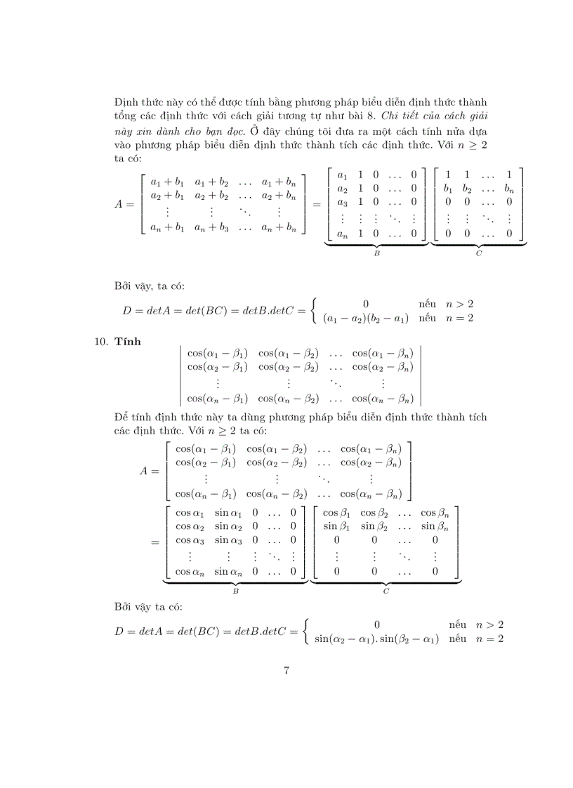 image for page Bài tập định thức