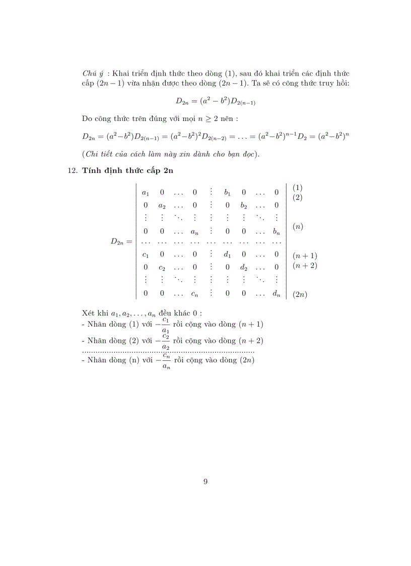 image for page Bài tập định thức