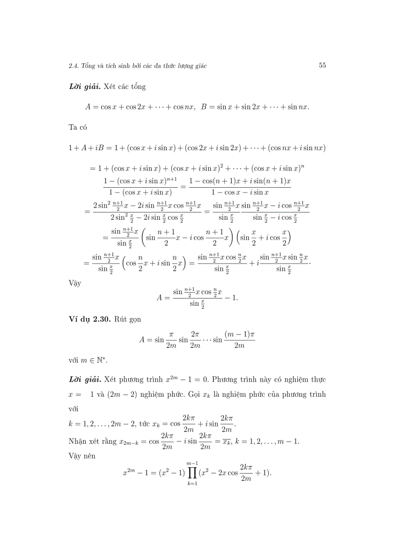 image for page Biến số phức Áp dụng trong lượng giác 1
