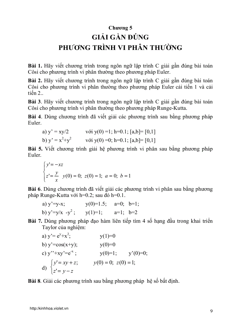 image for page Bài tập phương pháp tính 1