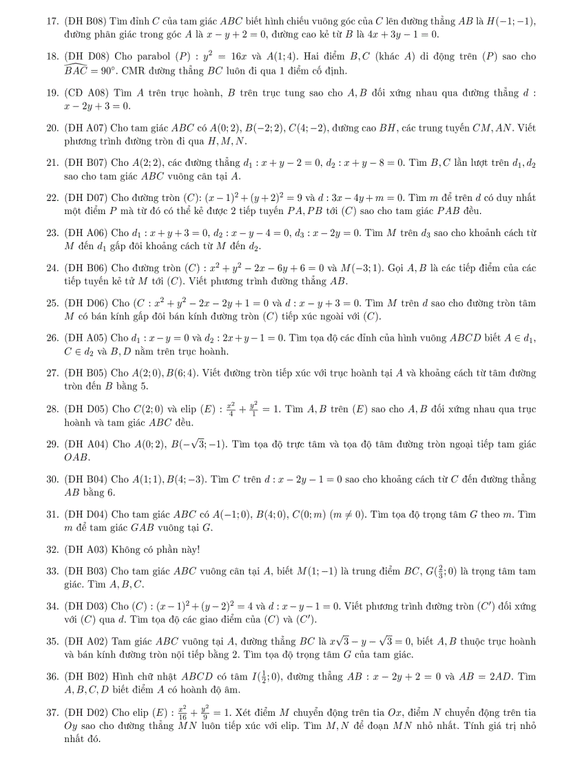 image for page Bài tập Phương pháp tọa độ trong mặt phẳng 1