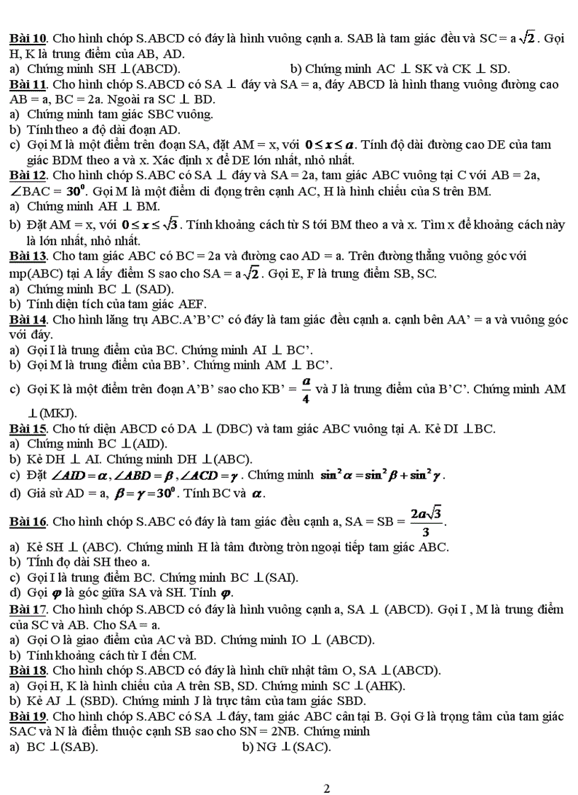 image for page Các dạng toán quan hệ vuông góc trong không gian