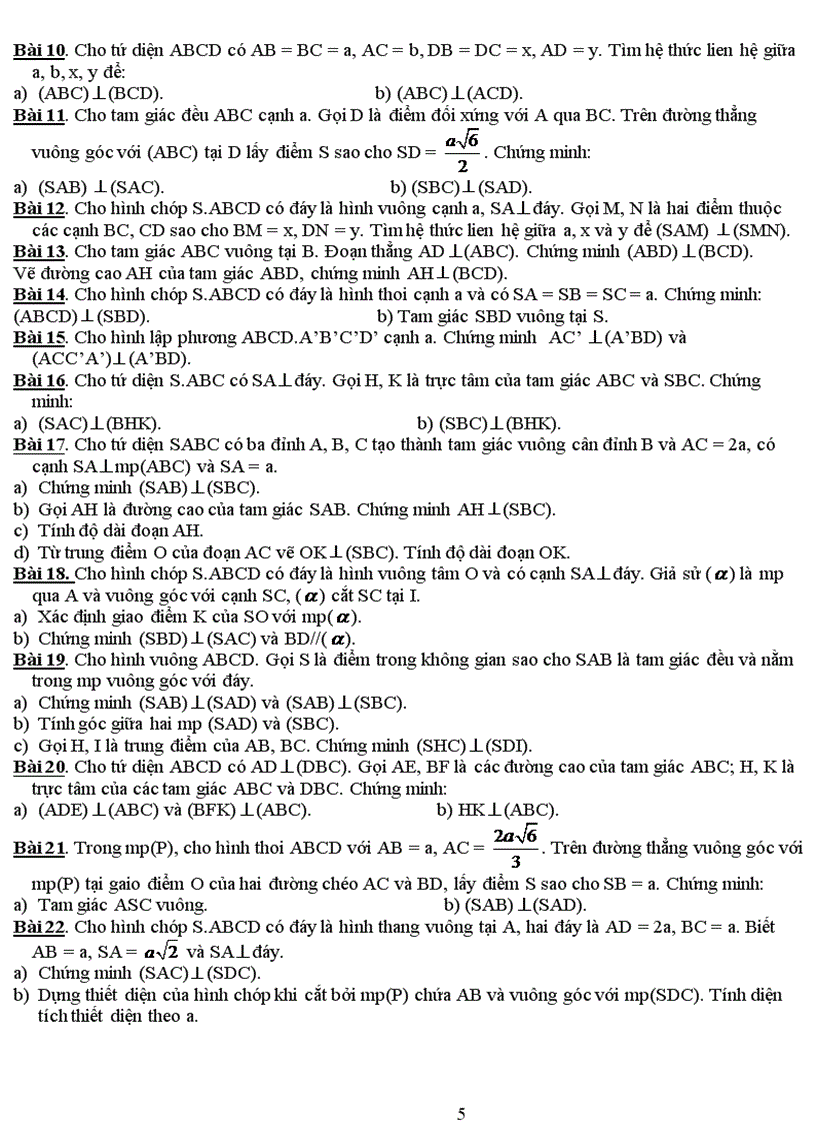 image for page Các dạng toán quan hệ vuông góc trong không gian