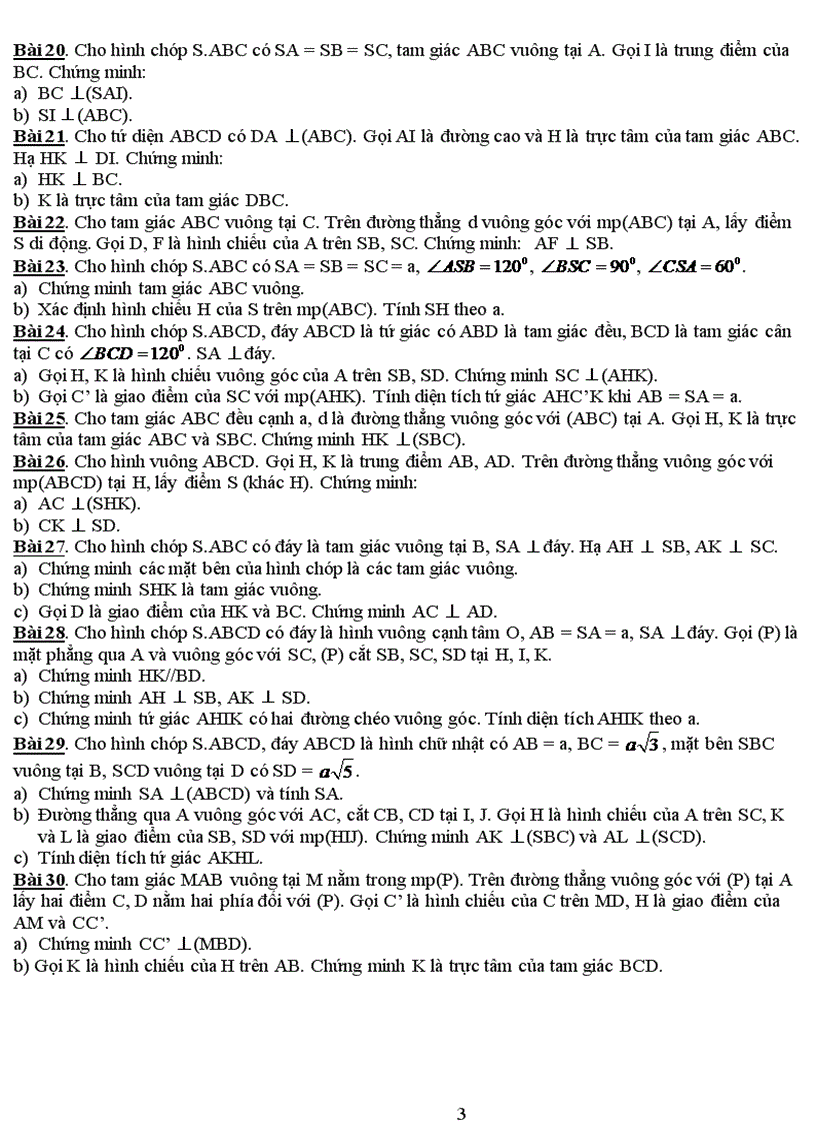 image for page Các dạng toán quan hệ vuông góc trong không gian 1