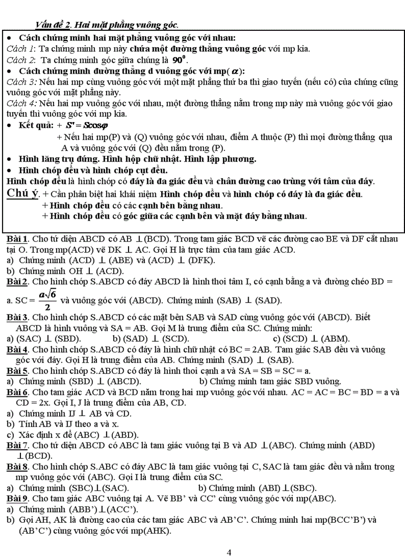 image for page Các dạng toán quan hệ vuông góc trong không gian 1