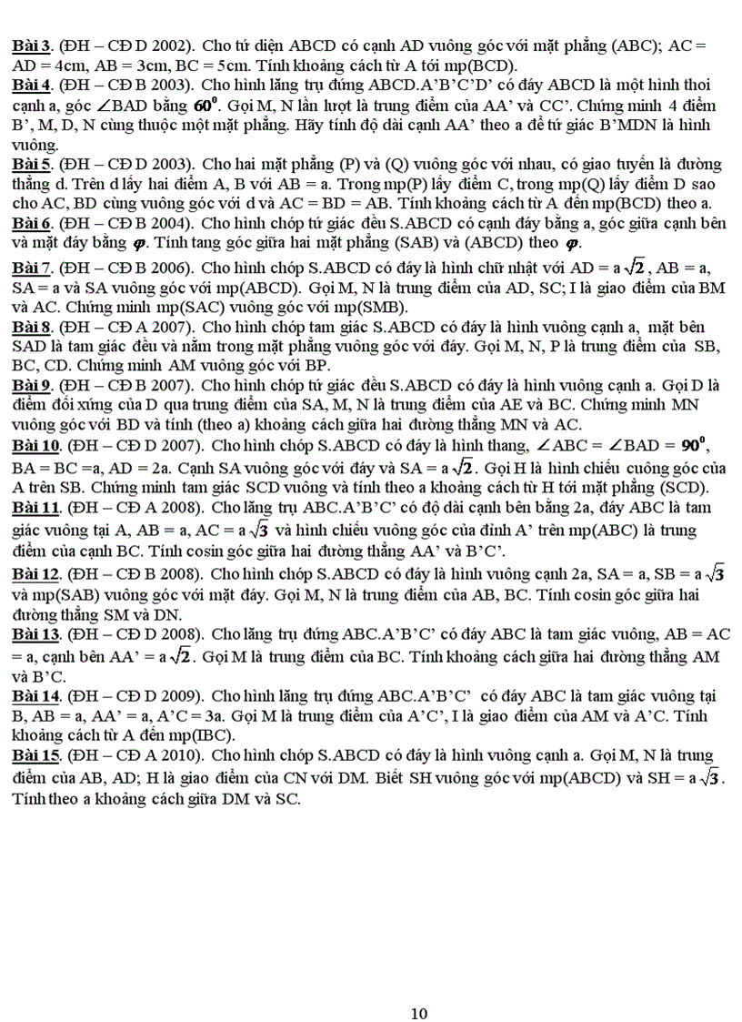image for page Các dạng toán quan hệ vuông góc trong không gian 1