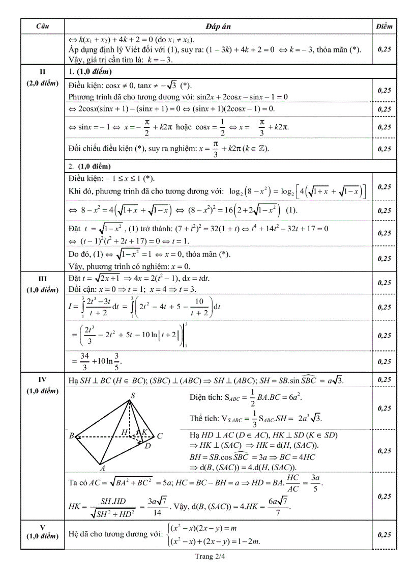 image for page Đáp án thi ĐH toán khối D năm 2011