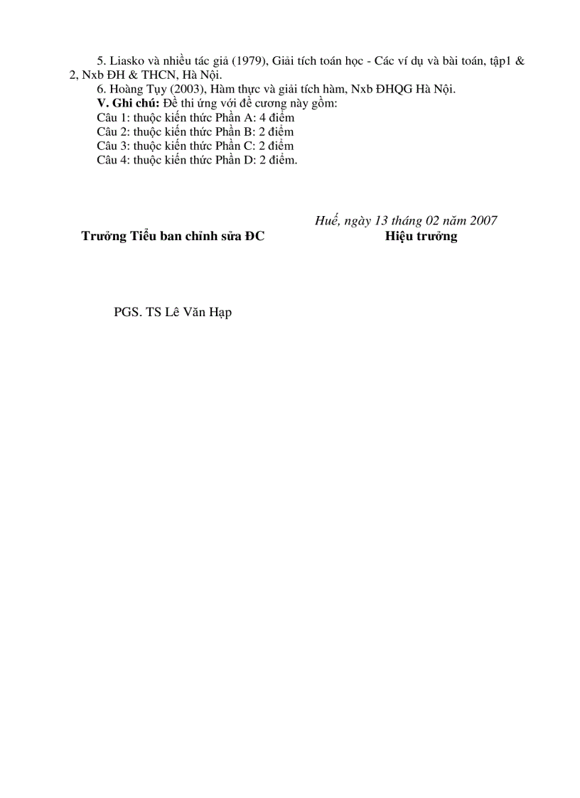 image for page Đề cương ôn thi cao học toán