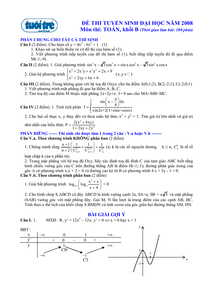image for page Đề thi toán khối b 2008 co đáp án