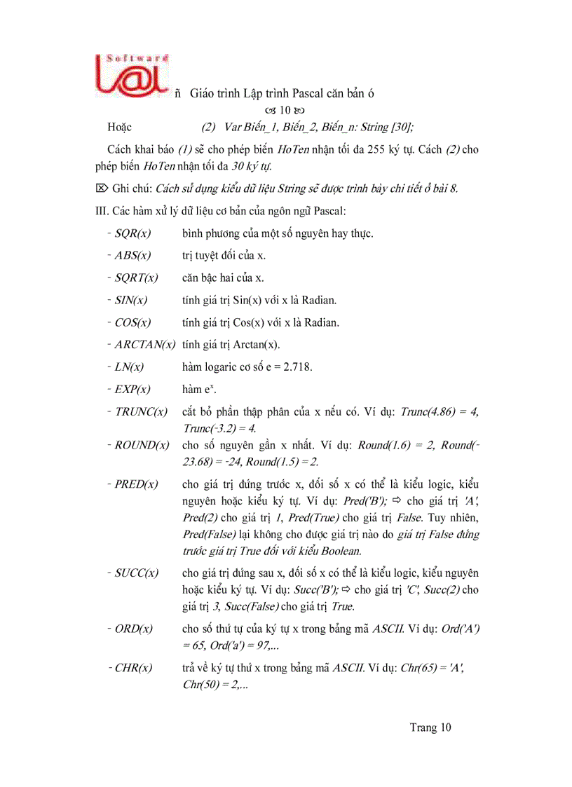 image for page Giáo trình Pascal căn bản 1