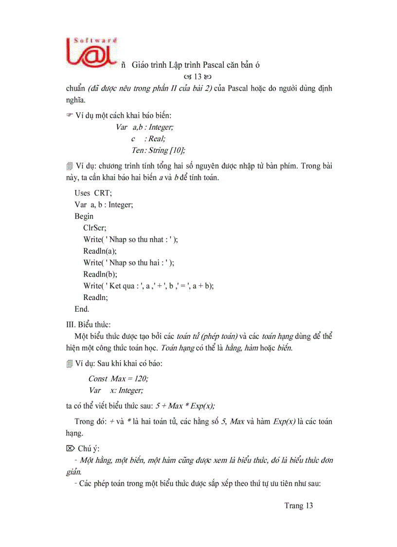 image for page Giáo trình Pascal căn bản 1