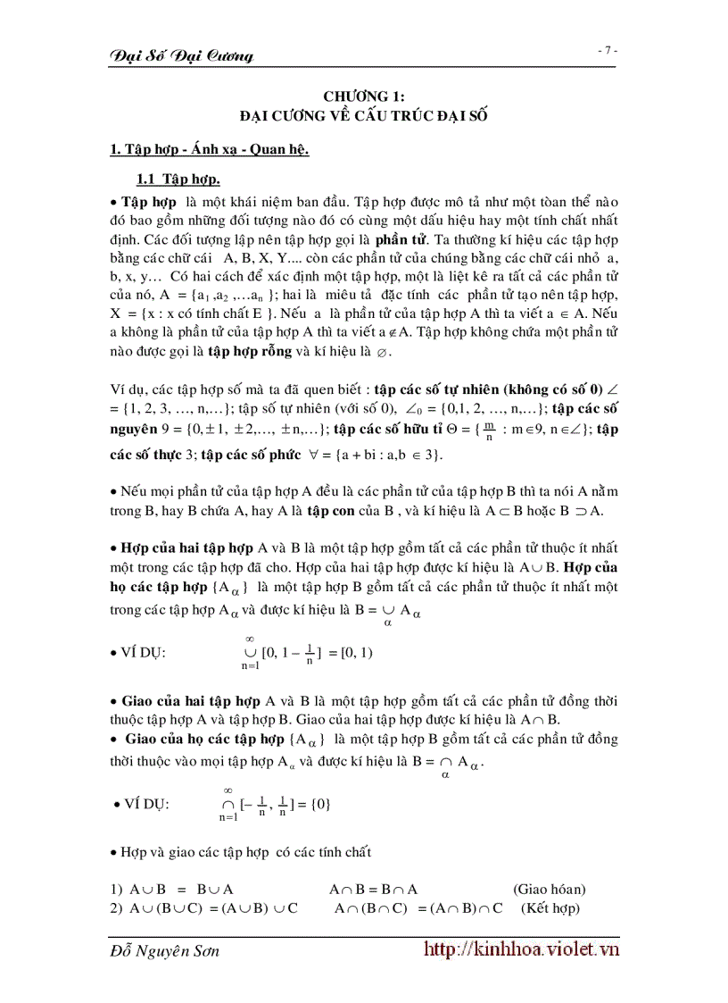 image for page Giáo trình đại số đại cương full 1