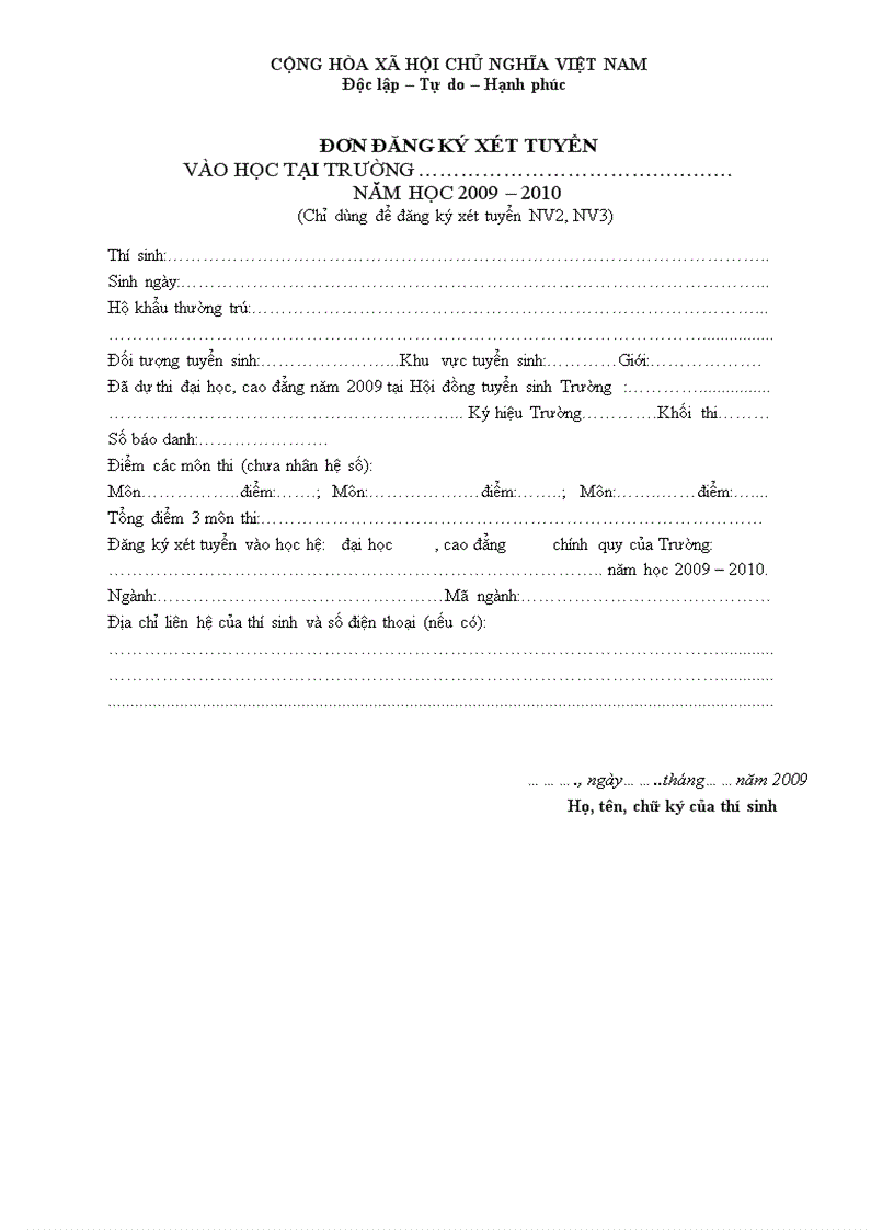 image for page HD và đơn đăng ký xét NG 2 và 3 đại học