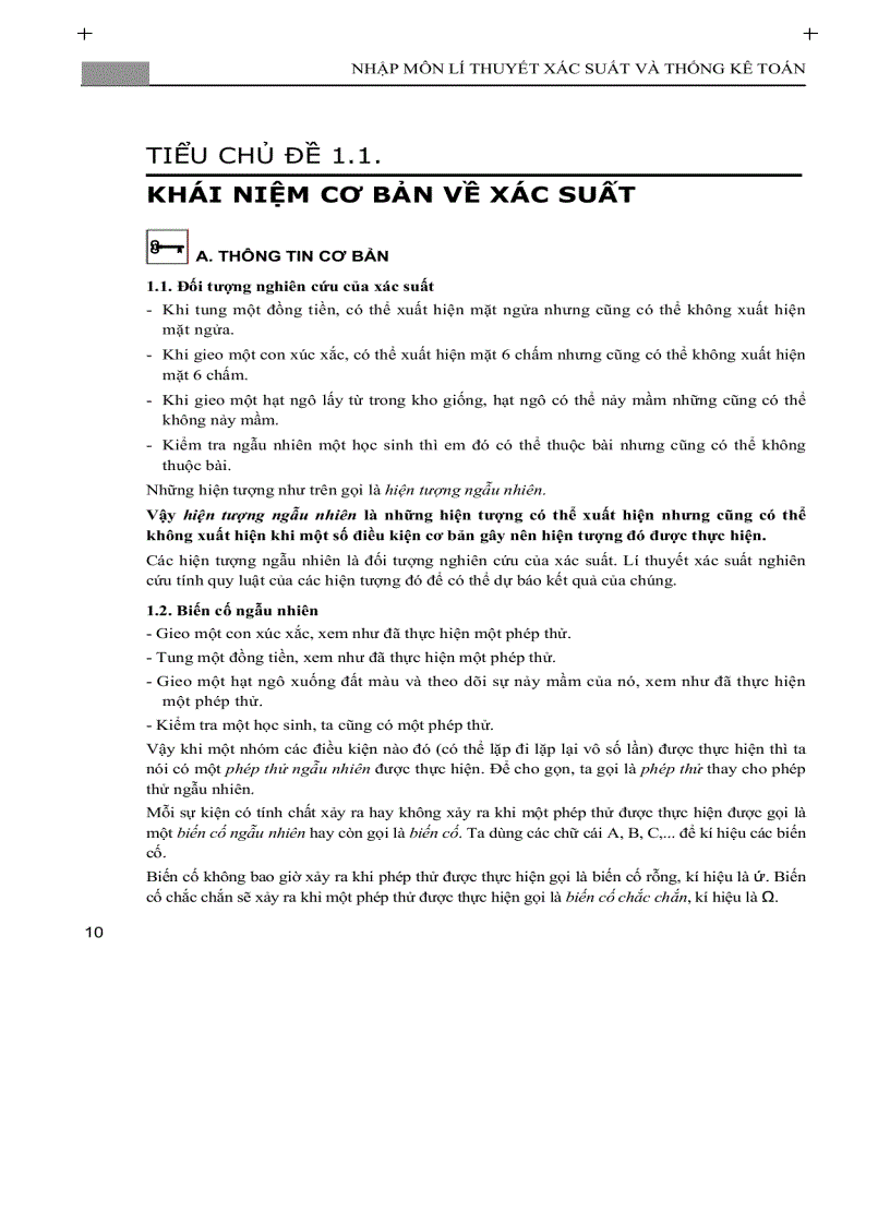 image for page Nhập môn lý thuyết xác suất và thống kê P1 1