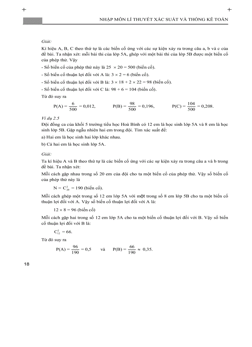 image for page Nhập môn lý thuyết xác suất và thống kê P1 1