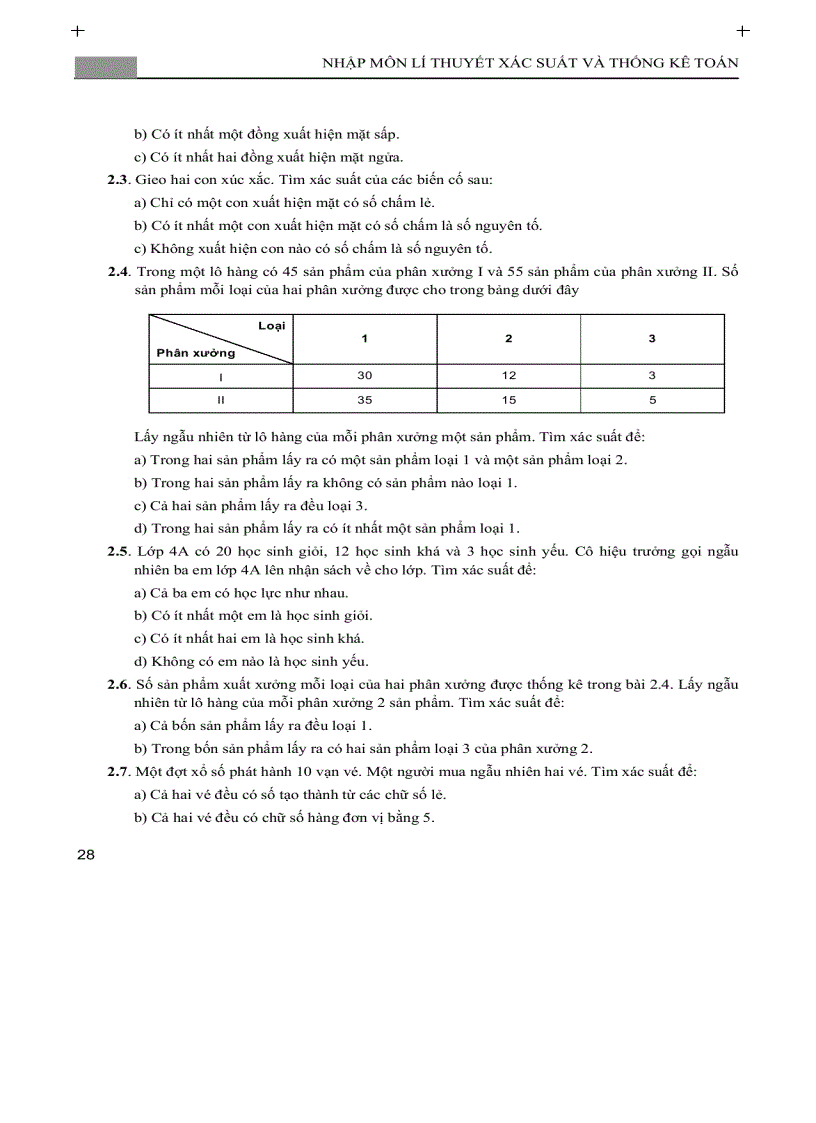 image for page Nhập môn lý thuyết xác suất và thống kê P1 1