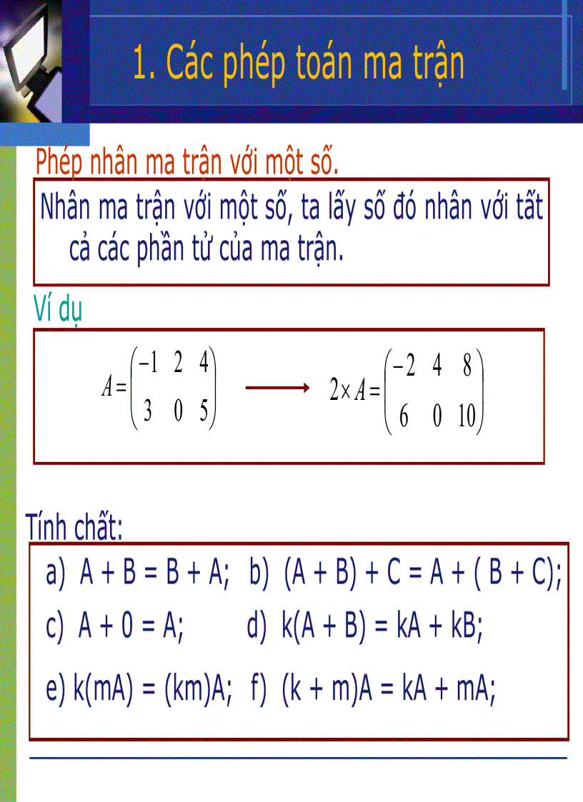 Phép toán ma trận