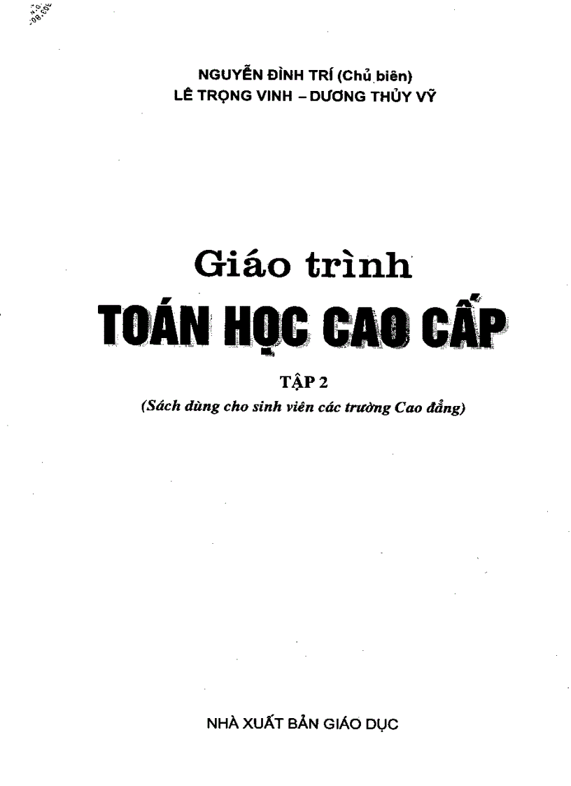 Toán Cao Cấp 2 Nguyễn Đức Trí