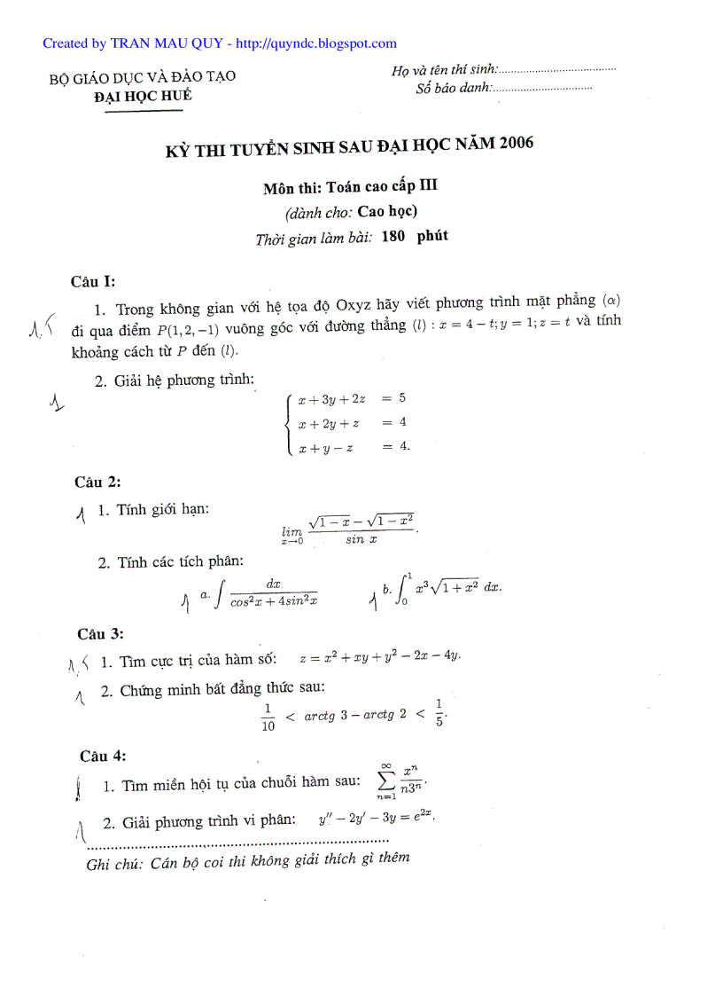 TS sau ĐH Huế Các môn 1