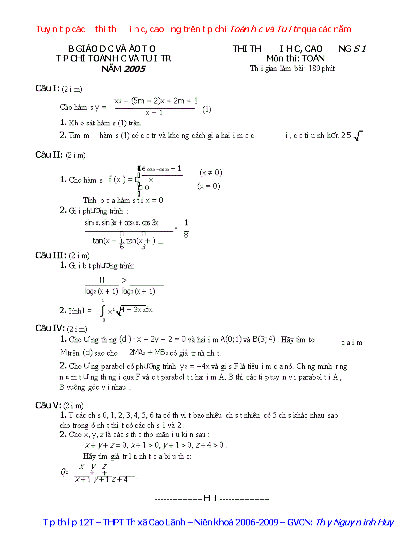 image for page Tuyển tập các đề thi thử đại học toán 2010