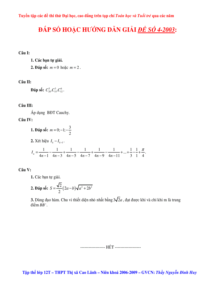 image for page Tuyển tập các đề thi thử Đại Học CĐ các năm 1