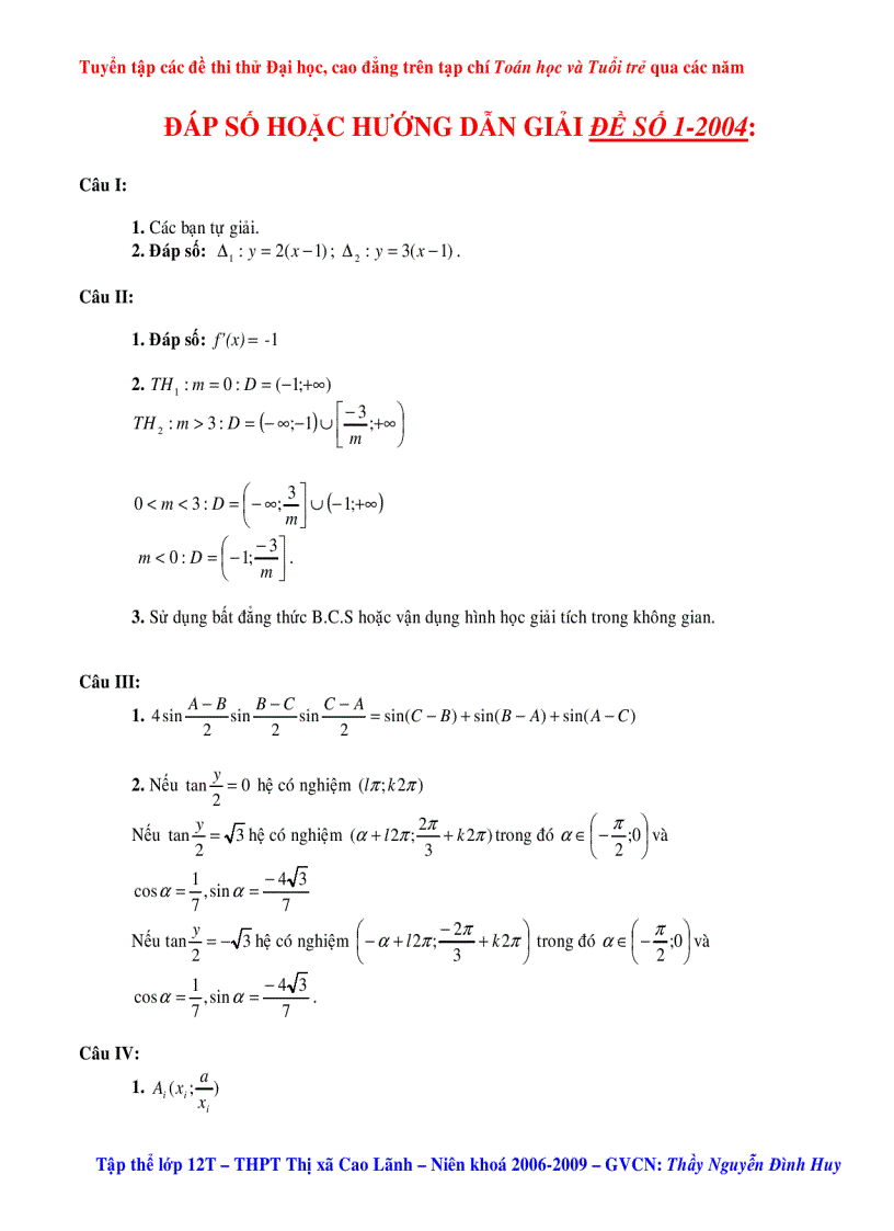 image for page Tuyển tập các đề thi thử Đại Học CĐ các năm 1