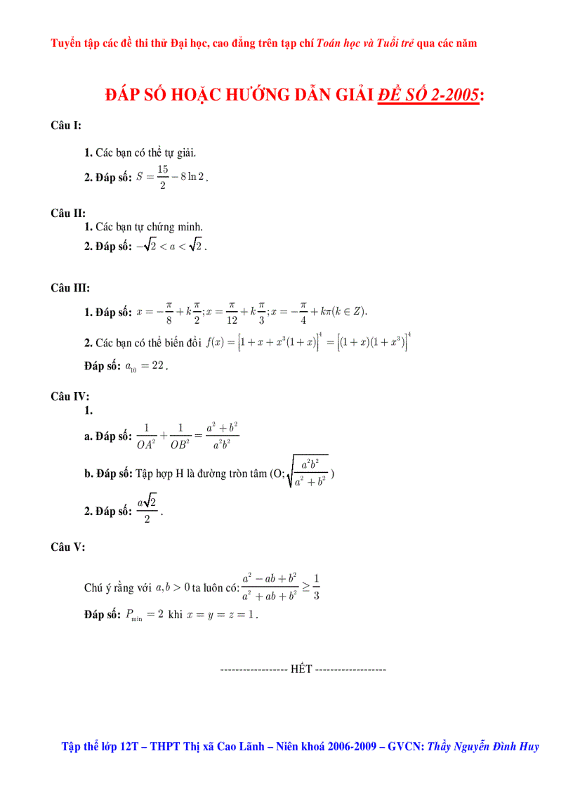 image for page Tuyển tập các đề thi thử Đại Học CĐ các năm 1