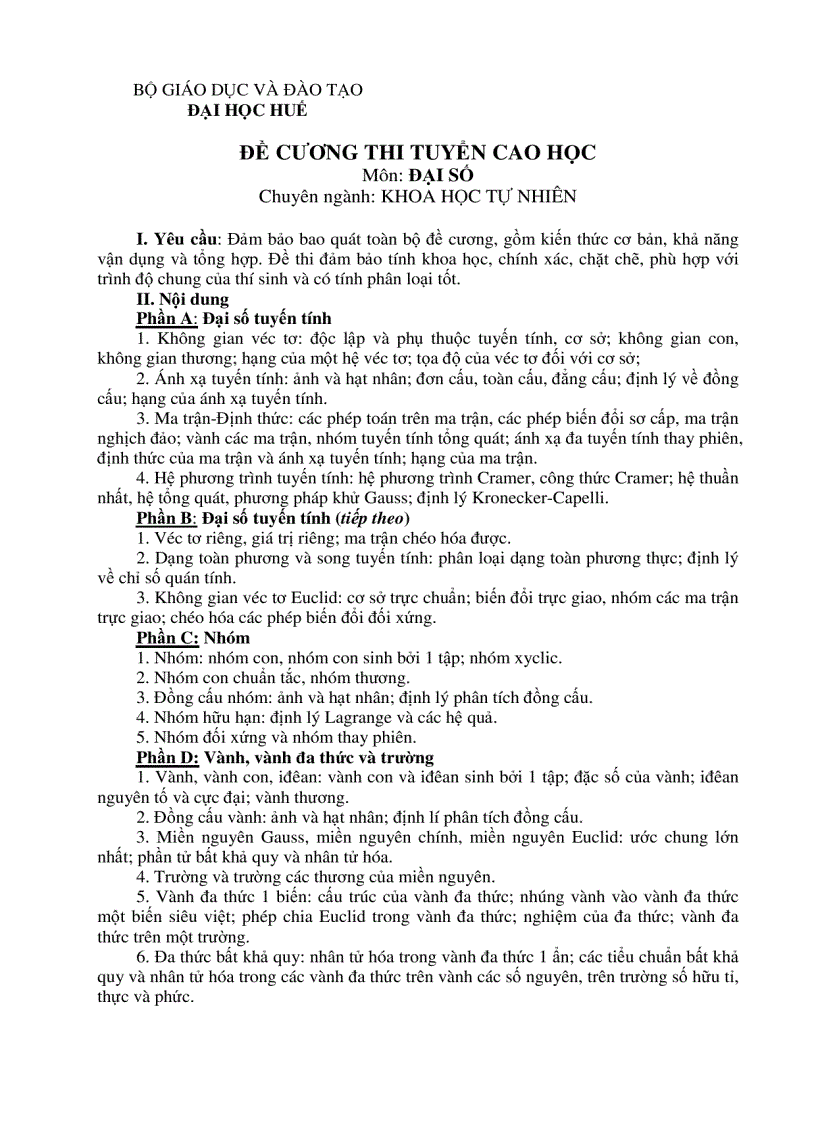 image for page Đề cương ôn thi cao học toán 1