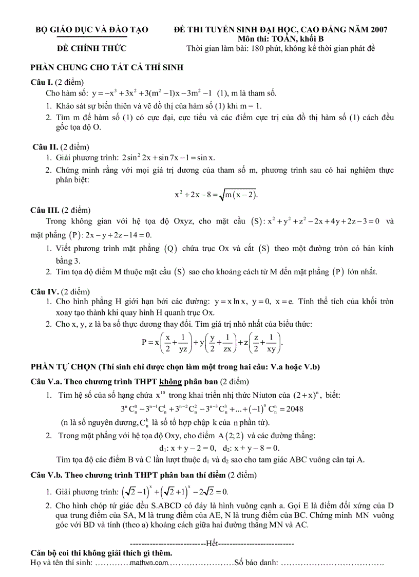 image for page Đề thi ĐẠI HỌC môn Toán từ 2002 đến 2010 và đáp án 1