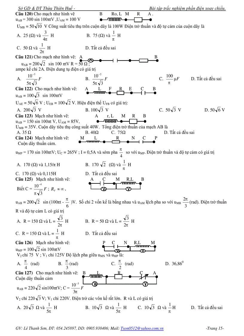 image for page Đề trắc nghiệm Vật lý Phần điện xoay chiều