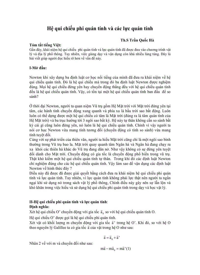 image for page Hệ quy chiếu phi quán tính