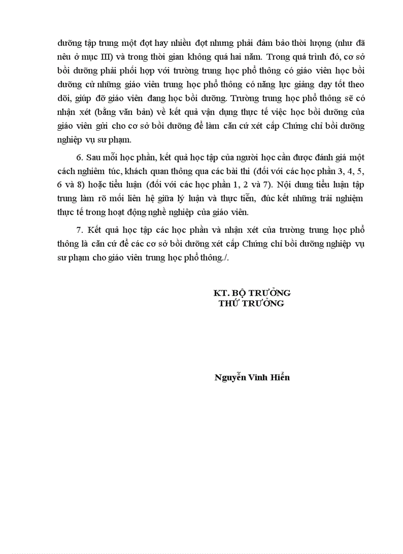 image for page Ban hành Chương trình khung bồi dưỡng nghiệp vụ sư phạm cho giáo viên trung học phổ thông