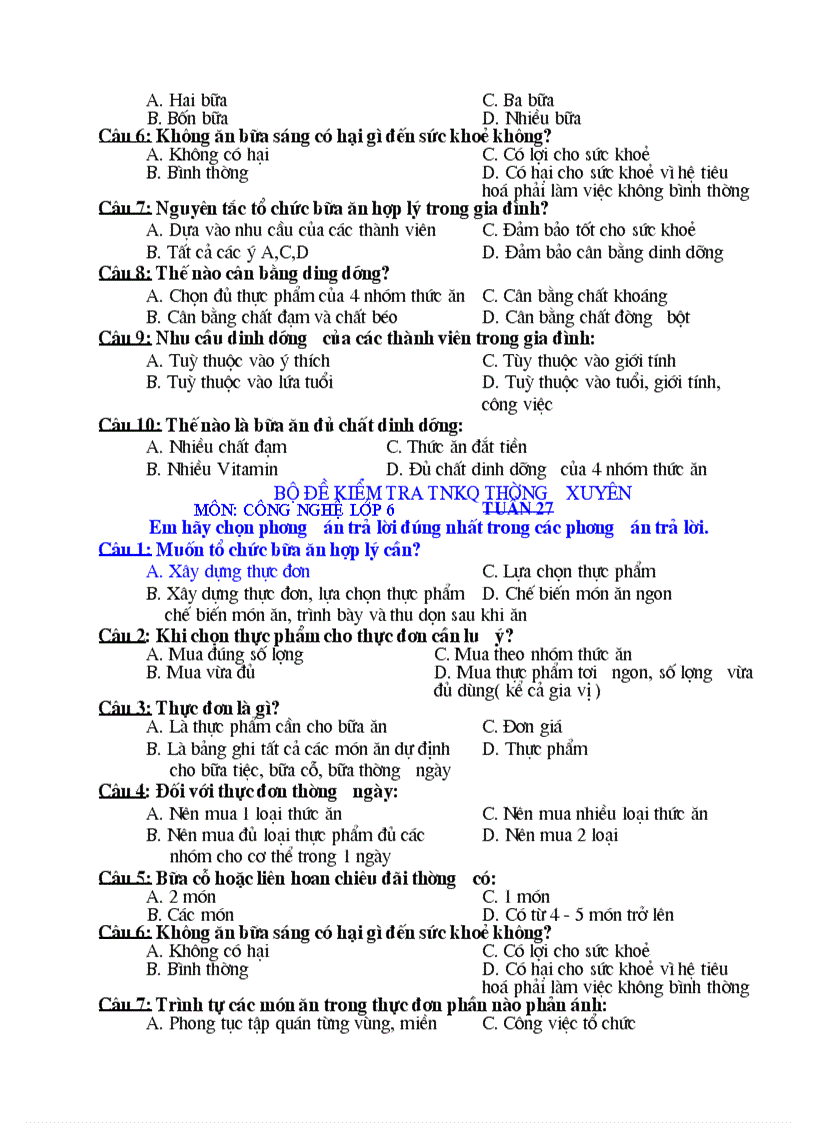 image for page Bộ đề trắc nghiệm khách quan môn công nghệ 6