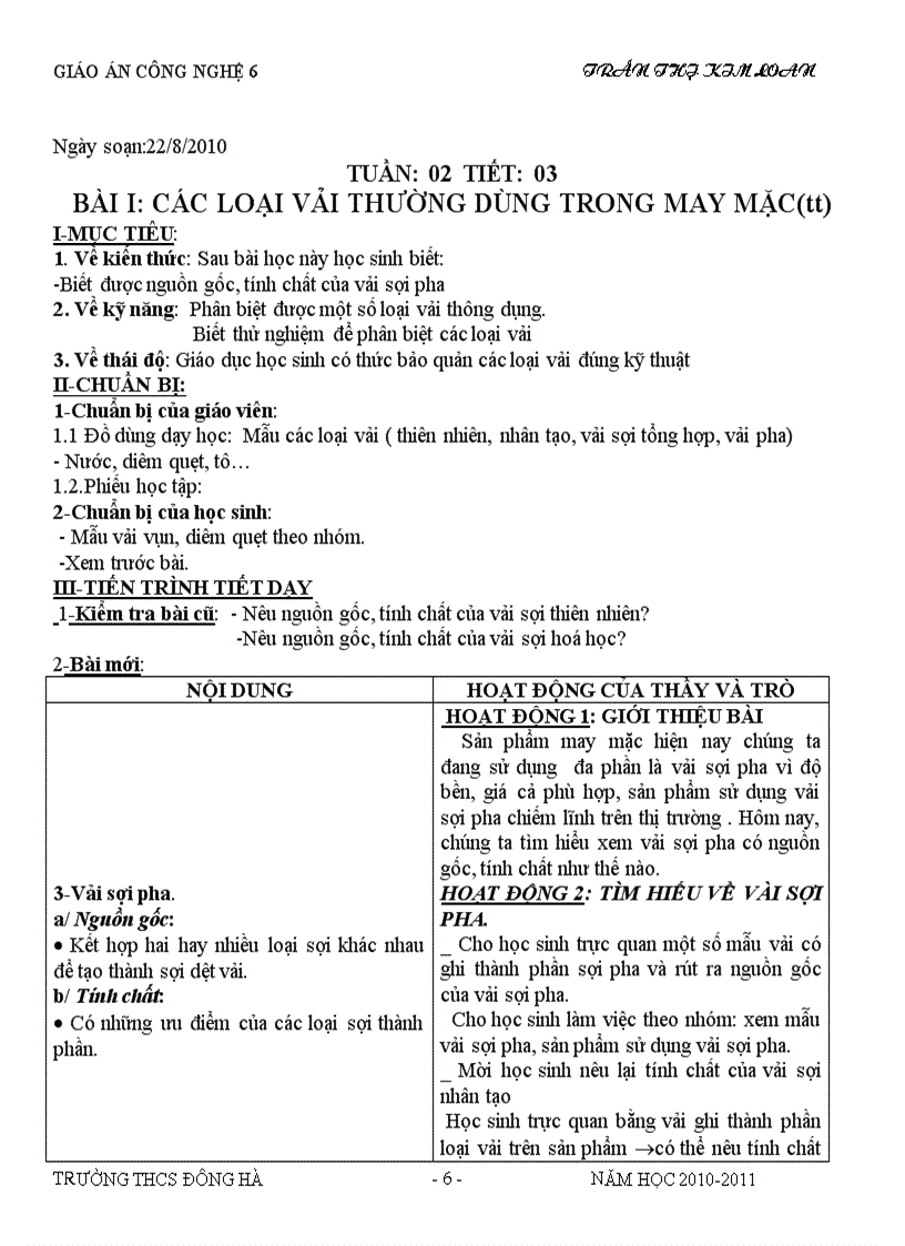 image for page Cn6 hoc kì i 2010 2011 theo chuẩn ktkn