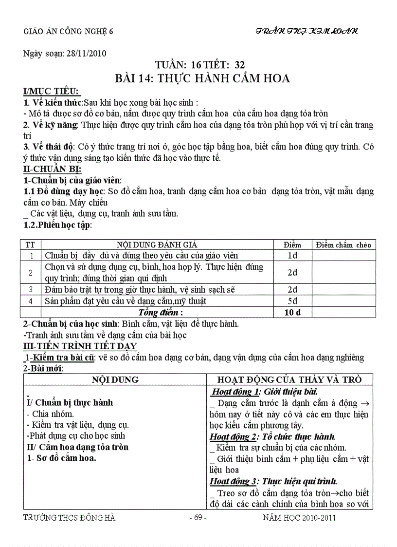 image for page Cn6 hoc kì i 2010 2011 theo chuẩn ktkn