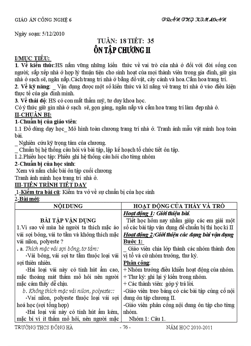 image for page Cn6 hoc kì i 2010 2011 theo chuẩn ktkn