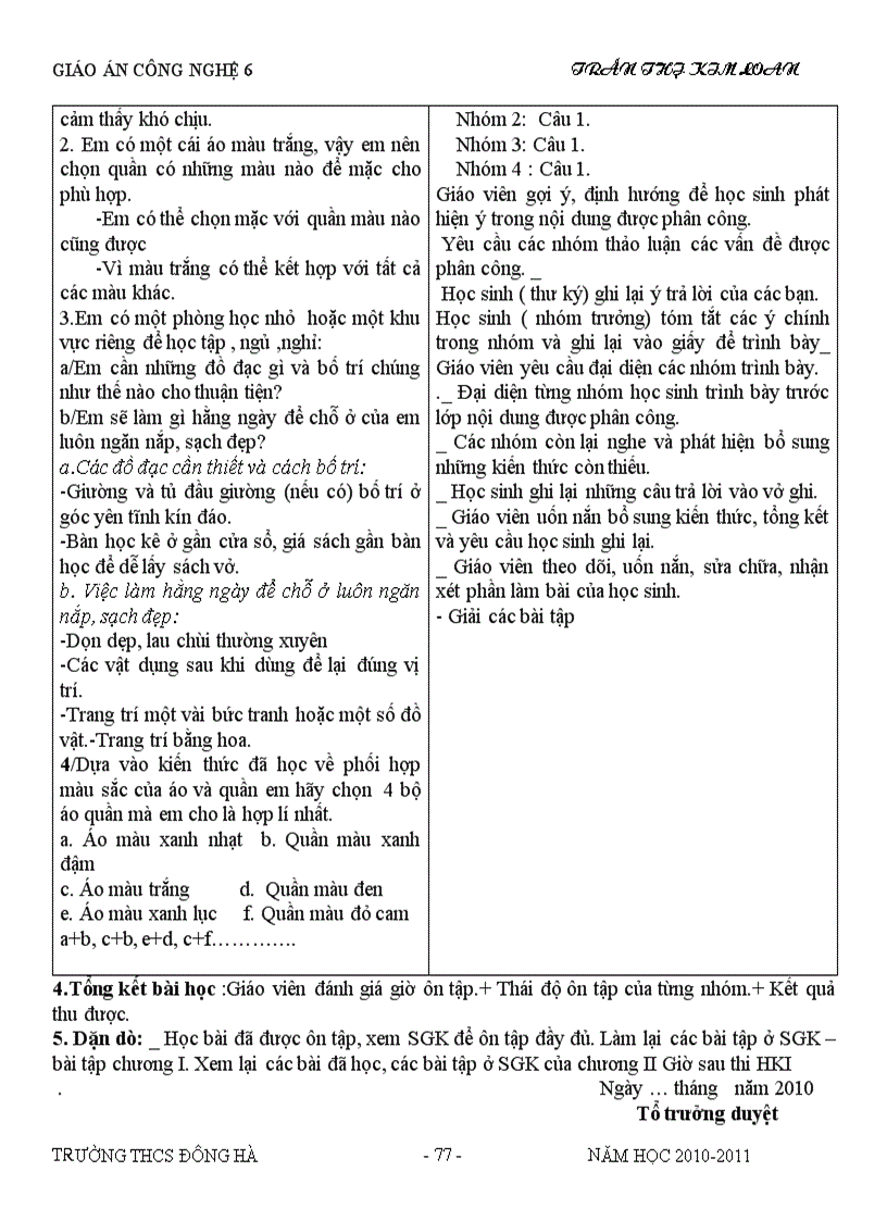 image for page Cn6 hoc kì i 2010 2011 theo chuẩn ktkn