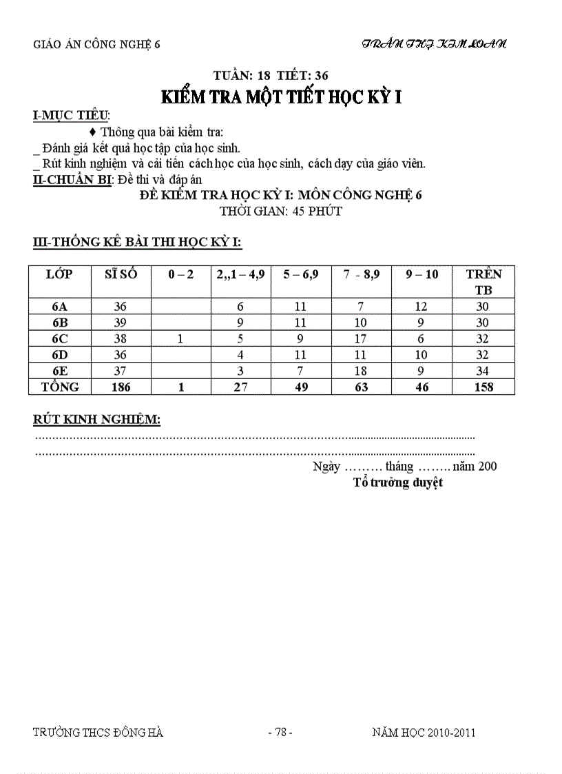 image for page Cn6 hoc kì i 2010 2011 theo chuẩn ktkn