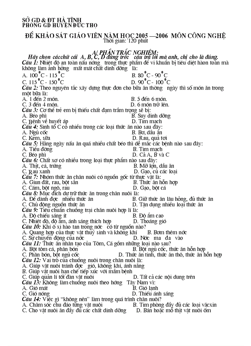 image for page Đề ks giáo viên công nghệ 05 06