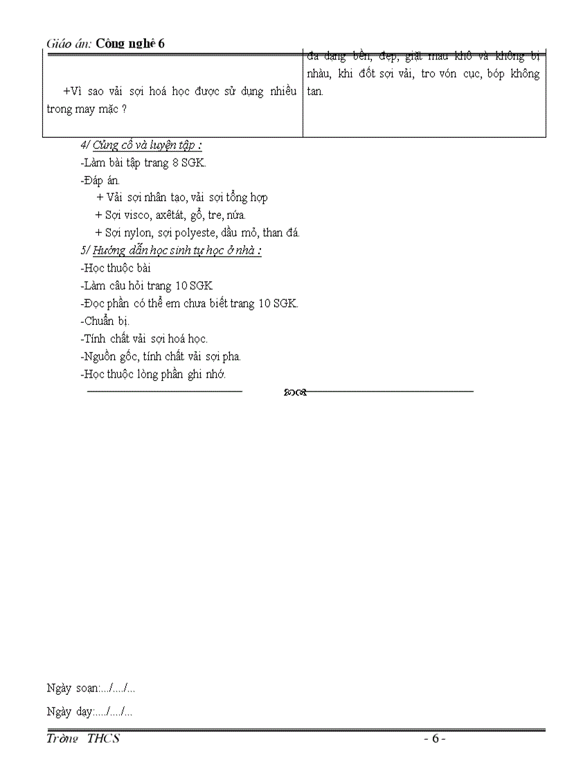 Giáo an CN 6 mới