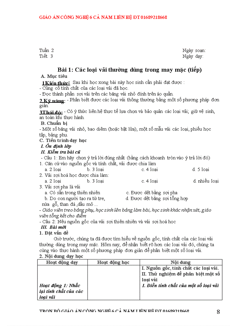 image for page Giáo án Công nghệ 6 chuẩn cả năm